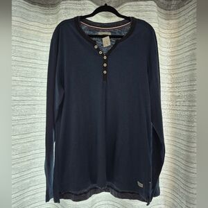 Blue Long Sleeve Henley Shirt